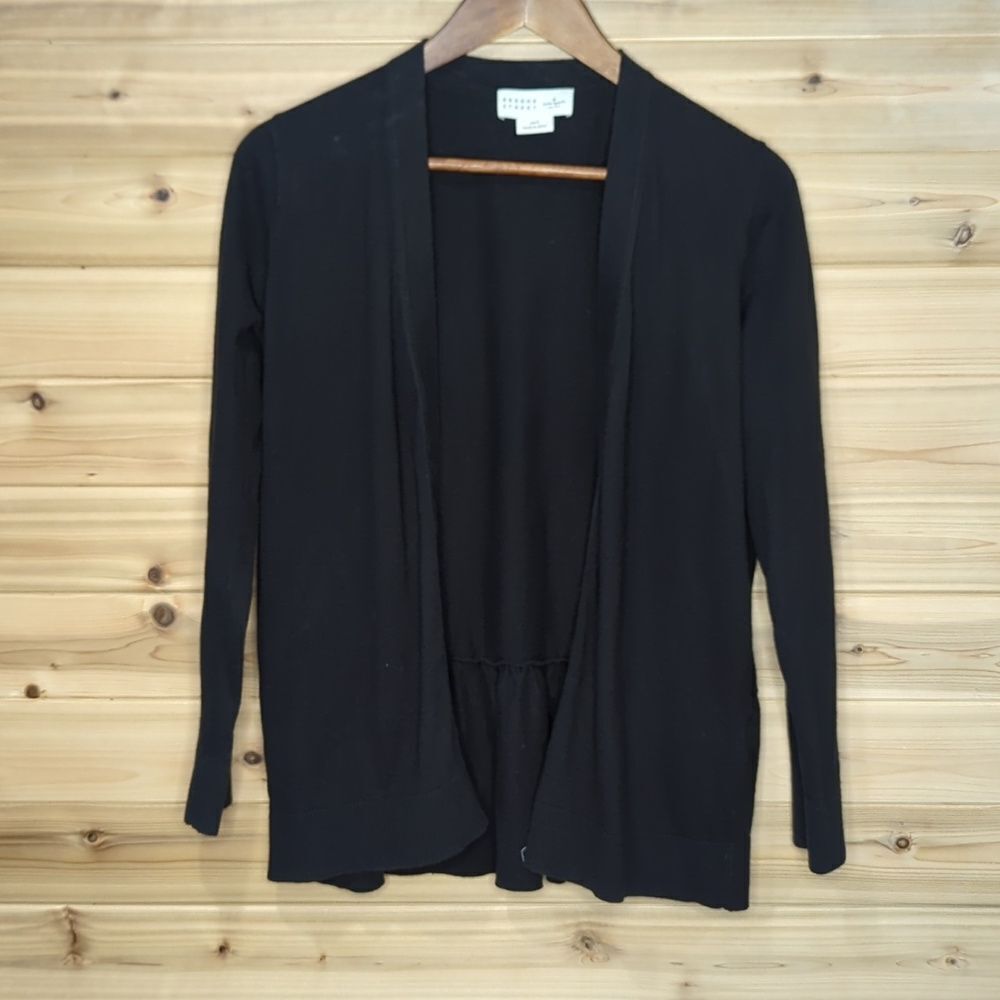 Kate Spade Sweater Womens Small Black‎ Open Front Cardigan